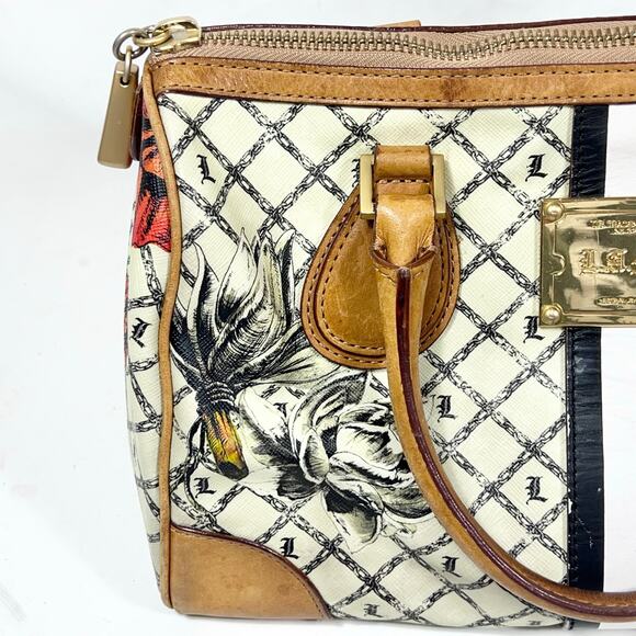 L.A.M.B. by Gwen Stefani Satchel Handbag Marigold Floral Print White Brown - Picture 10 of 16